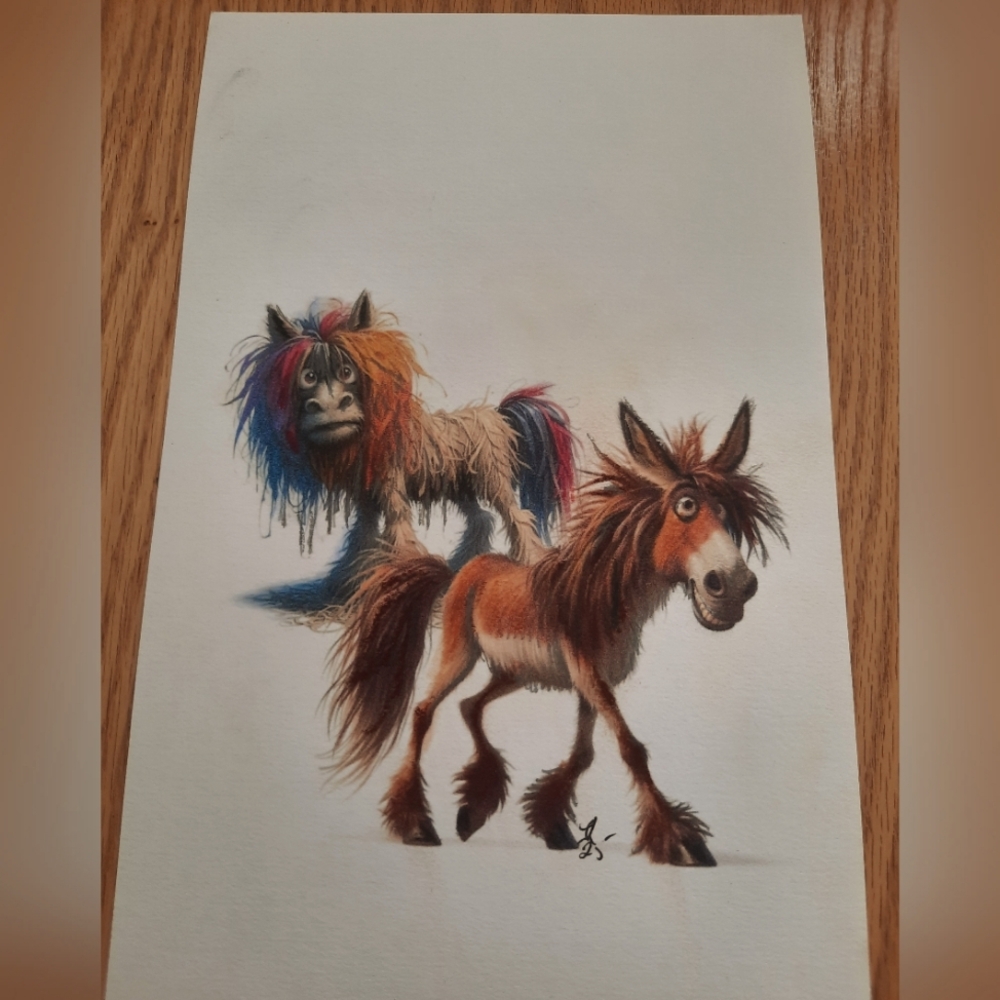 3 for 25$ Handmade Card , Funny Horses